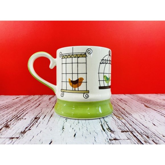 Pier 1 Imports Large Ceramic Cartoon Bird Cage Mug ~ 16 Oz. - Picture 2 of 12